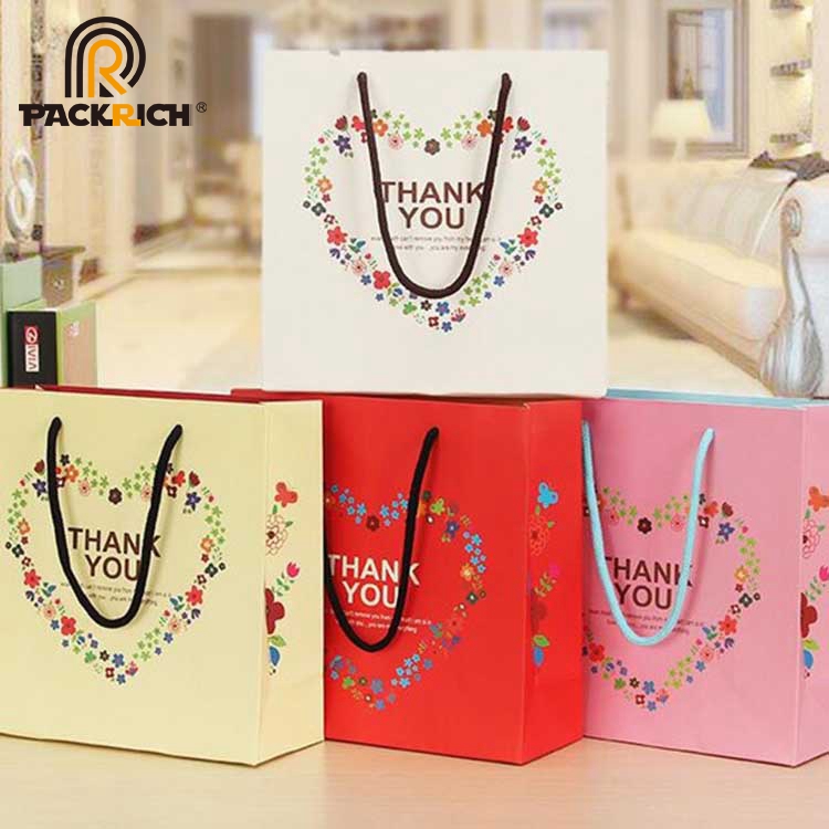 Custom Logo Print wedding pink Paper Bag Design Sample Factory