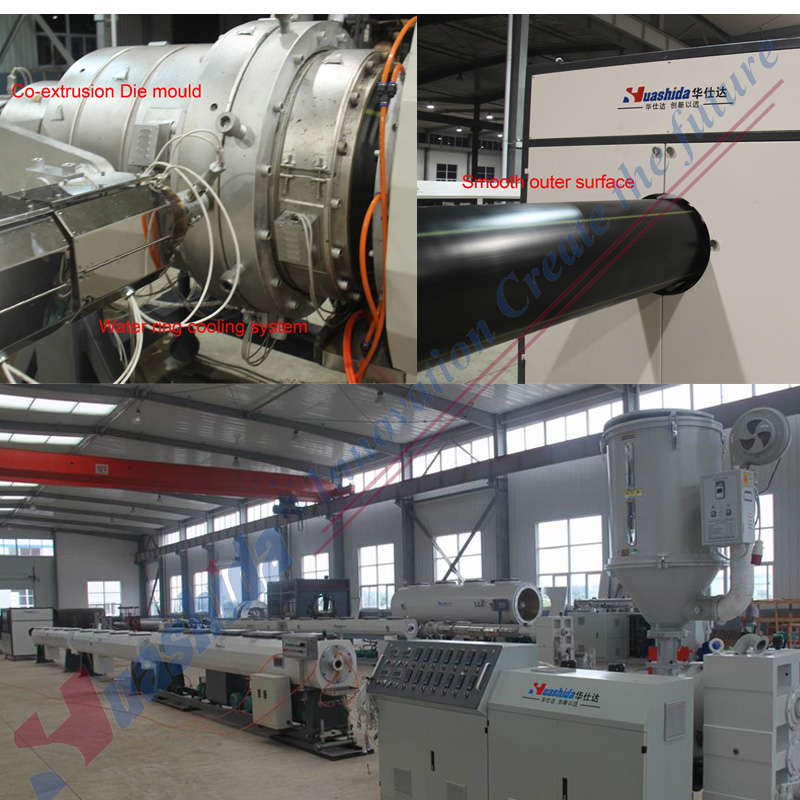 HDPE Water Gas Supplying Solid Pipe Extrusion Line (PE-16/63 PE75/160 PE160/315 PE200/450 PE315/630 PE500/800 PE710/1200)