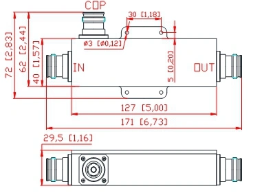 550-6000MHz IP65 4.3-10 Female RF 10dB Directional Coupler