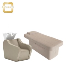 White Ceramic Auto-Reclining Shampoo Chairs with Heating Steam and Water Therapy Shampoo Units