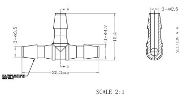 1/8" Tee joints plastic joint tube joint