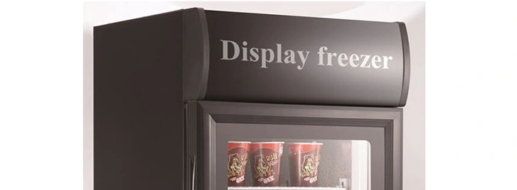 Small Upright Glass Door Ice Cream Display Showcase Freezer