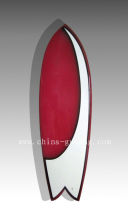 Red design fiberglass retro surfboard
