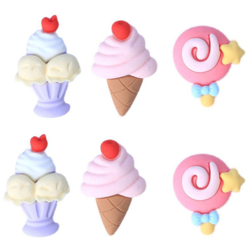 Encantos de helado de resina dulce Encantos de paleta de paleta de comida de verano Encantos de espalda plana para adorno de teléfono celular