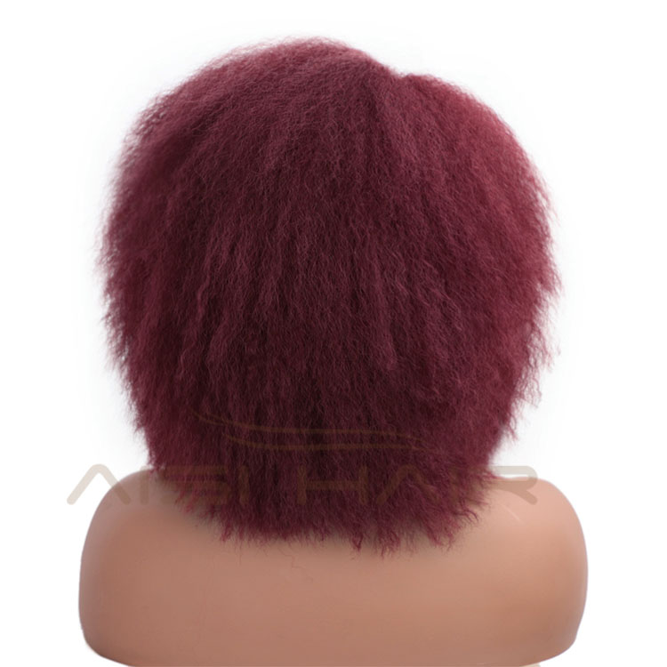 Aisi Hair 6 Inch Afro Wigs For Black Women Short Fluffy Synthetic Red Glueless Cosplay Hair Wigs For Christmas Party