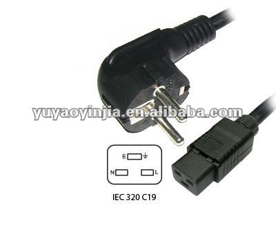 Europe power cord/VDE power cord,power plug to IEC C19