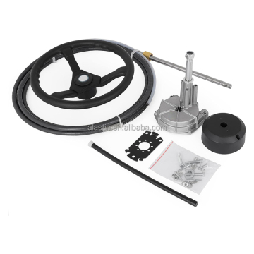 ALASTIN Marine Outboard Steering System 12 Feet Boat Steering Cables With 13.5 Inch Steering Wheel