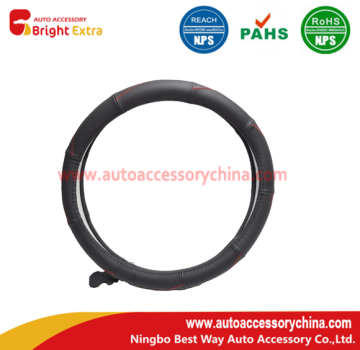 Black Leather Steering Wheel Cover