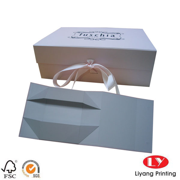 صندوق هدايا مسطح من الورق المقوى المغناطيسي مع شريط