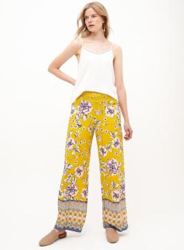 Women's Casual Pants with Yellow Print