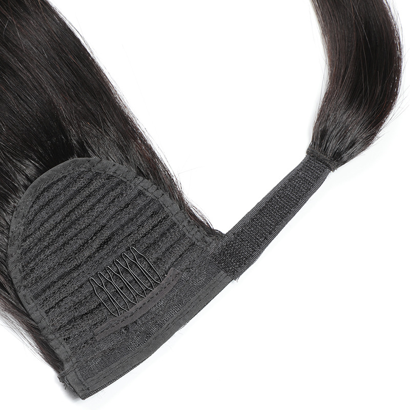 Wrap Around Ponytail 100% Virgin Human Hair Silky Straight, Remy Brazilian Human Hair Drawstring Ponytails