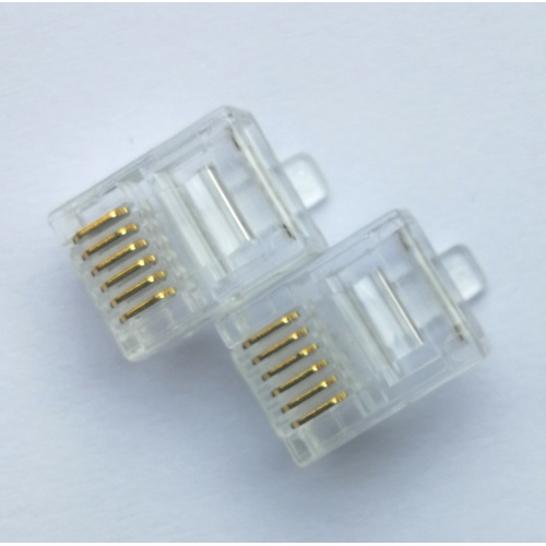 6P6c-connector Telefoonstekker RJ11-connector 6P6C Kristallen kop Goud 3U