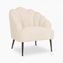 Ivory White Boucle Evelyn Armchair - Luxury Modern Accent Chair for Home and Hospitality