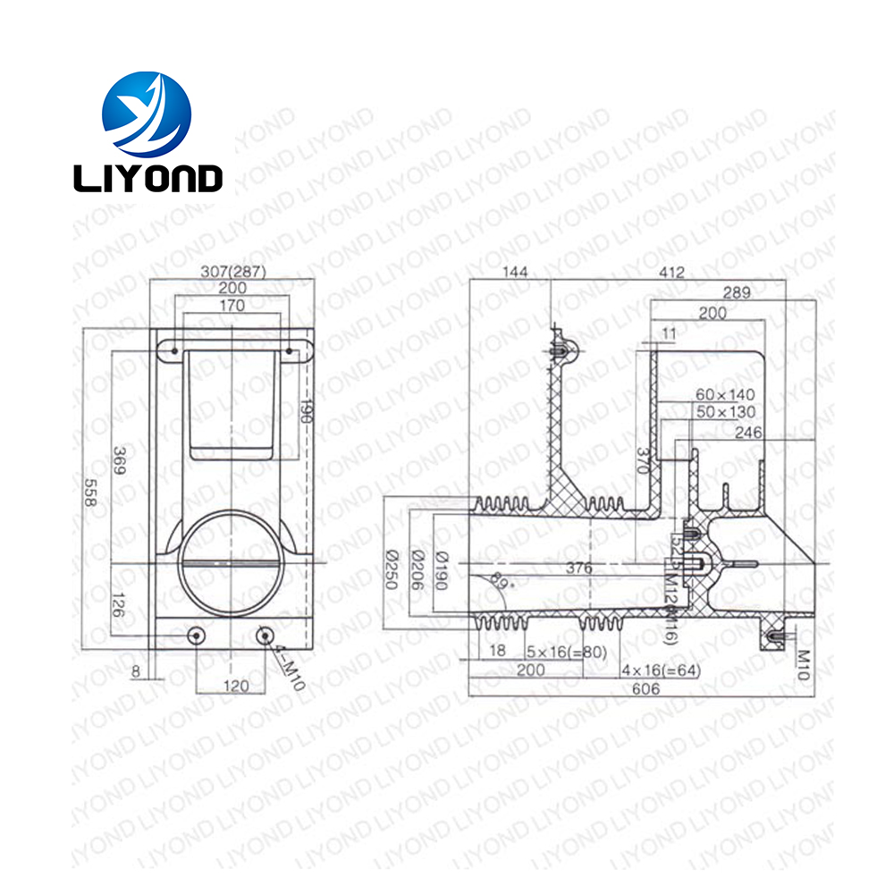 LYC272 Busbar Cover Cabinet Insulator epoxy contact box High voltage bushing