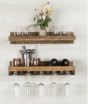 Wall Mounted Solid Wood Wine Rack