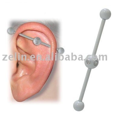 White Electro Plated Over Surgical Steel Industrial Barbell