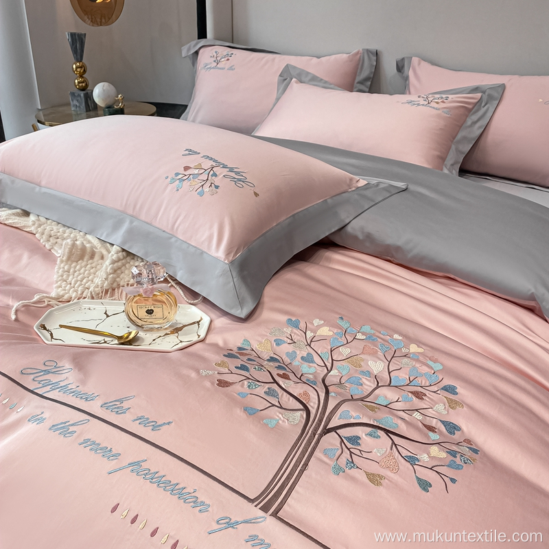 cotton bedsheets embroidered bedding set