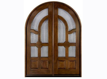 Glazed External Timber Doors With Natural Wood Veneer Door Frame