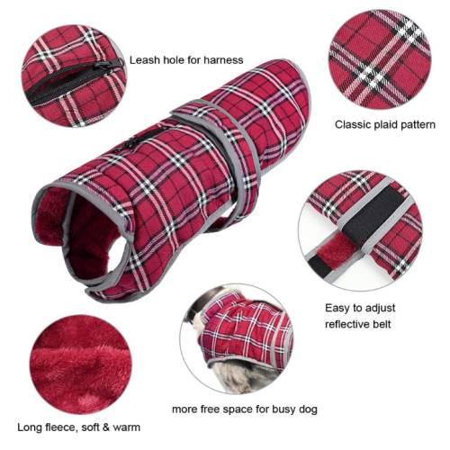 British Plaid Dog Coats for Medium Large Dogs