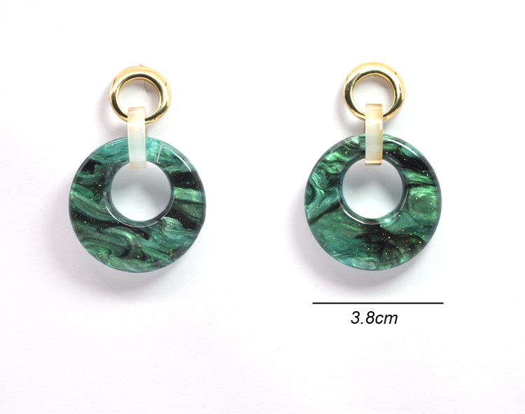 Fashion acrylic round stud earring with small hollow loop colorful iridescent earring acetate