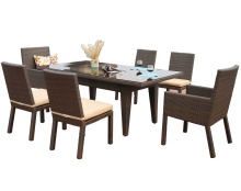 Outdoor Rattan Dining Set - 6 Chairs and Table