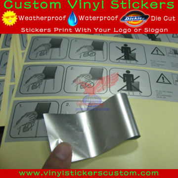 metallic silver paper label sticker