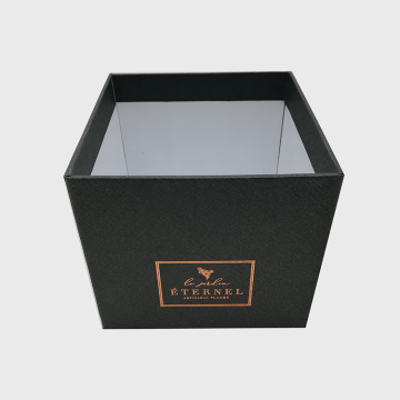 Black Color Gold Stamping Rigid Cardboard Flower Box