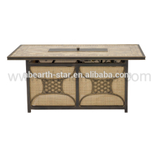 Rattan Rectangle LPG Fire Pit table