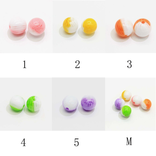 Popular Double color decorative pattern Resin Round Striped Beads Handmade Craft Decoration Bracelet Necklace Beads Charms