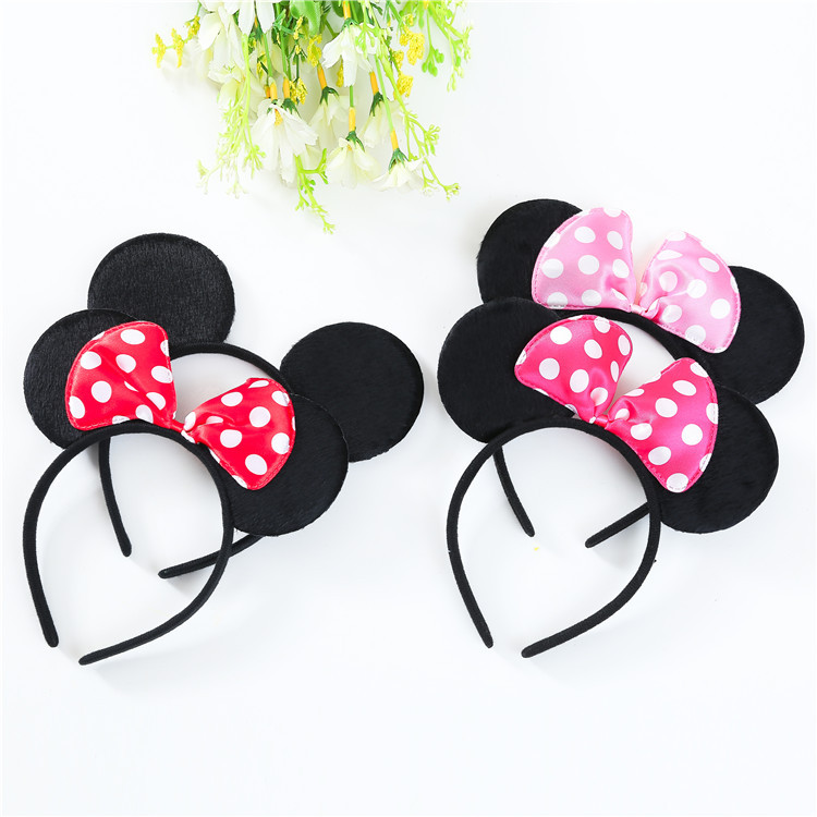 2020 Happy Birthday Party Headwear Cartoon Mouse Ears bow Tiara Mickey Hair Band