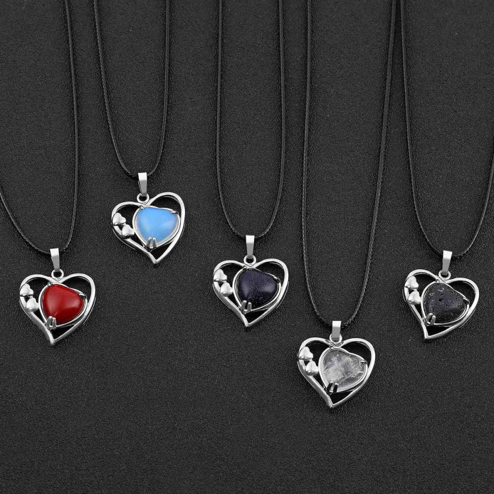 LOVE Heart Birthstone Colliers pour les femmes Pendant Gemstone Forever Diamond Bijoux de la Saint-Valentin Anniversaire de Noël