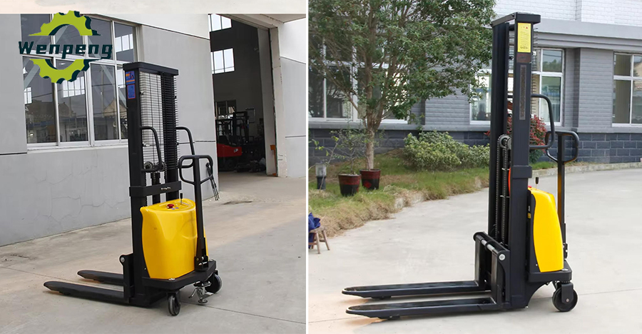 Photo of Semi-electric hydraulic stacker Photo of Semi-electric hydraulic stacker