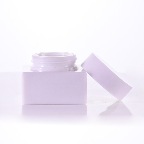 Barattolo di crema di vetro bianco opale quadrato per la pelle skincare