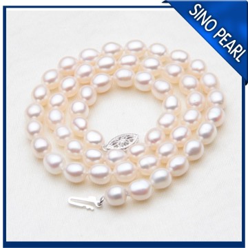 AAA 7-8MM Freshwater Pearl White Necklace Rice Wholesalers