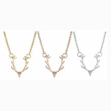 Bois d&#39;or argent cerf clavicule collier simple mode tête de wapiti alliage d&#39;or rose réglable belle animal collier femmes