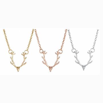 Golden antler silver deer clavicle Necklace simple fashion elk head rose gold alloy adjustable lovely animal Necklace women