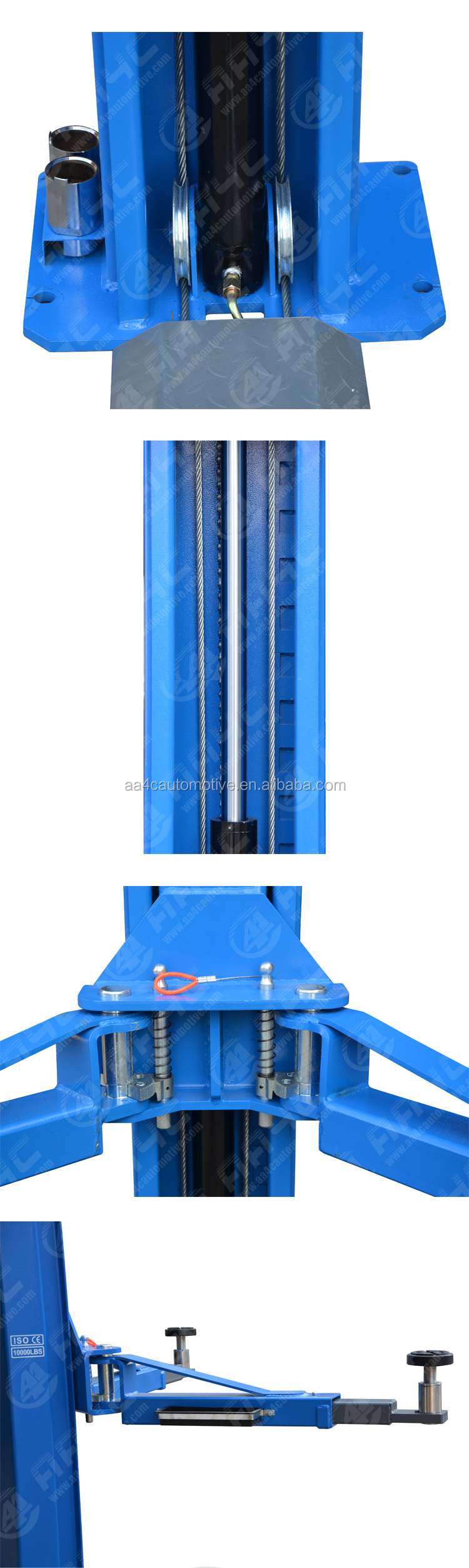 8 fold profile column 4.5T dual points manual release hydraulic 2 post car lift