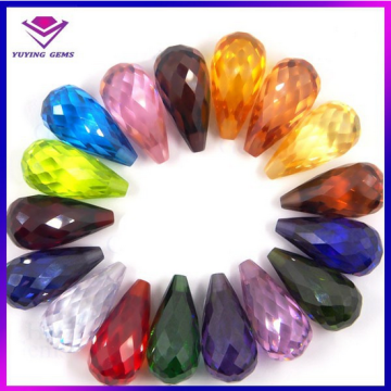 Half Drilled Faceted Cubic Zirconia Stone Rough Colors CZ Teardrop Jewelry