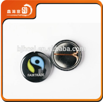 laminated paper and round tinplate metal blank pin badges