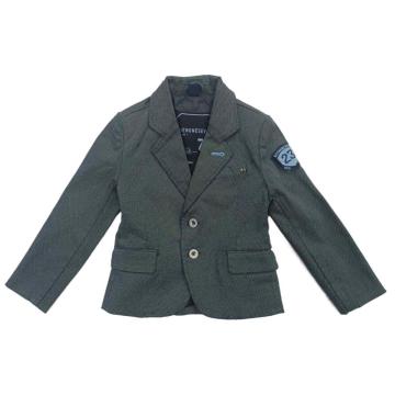 Katoen-Stretch Boy&#39;s Blazer in Dots Navy