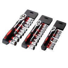 Universal Steel Ratchet Adjustable Wrench Socket Tool Set - 12 Pcs with Plastic Frame