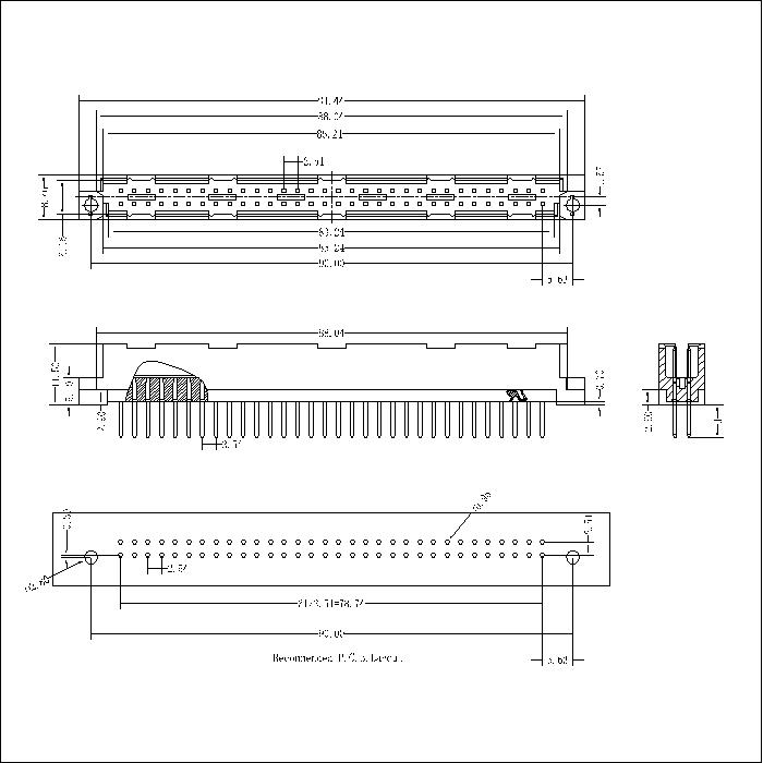 DMS-XX-XXX-205 DIN41612 Vertical Plug Type Q Connectors-Inversed 64 Positions