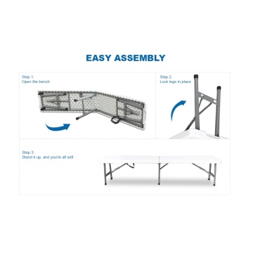 Blow molded plastic folding bench