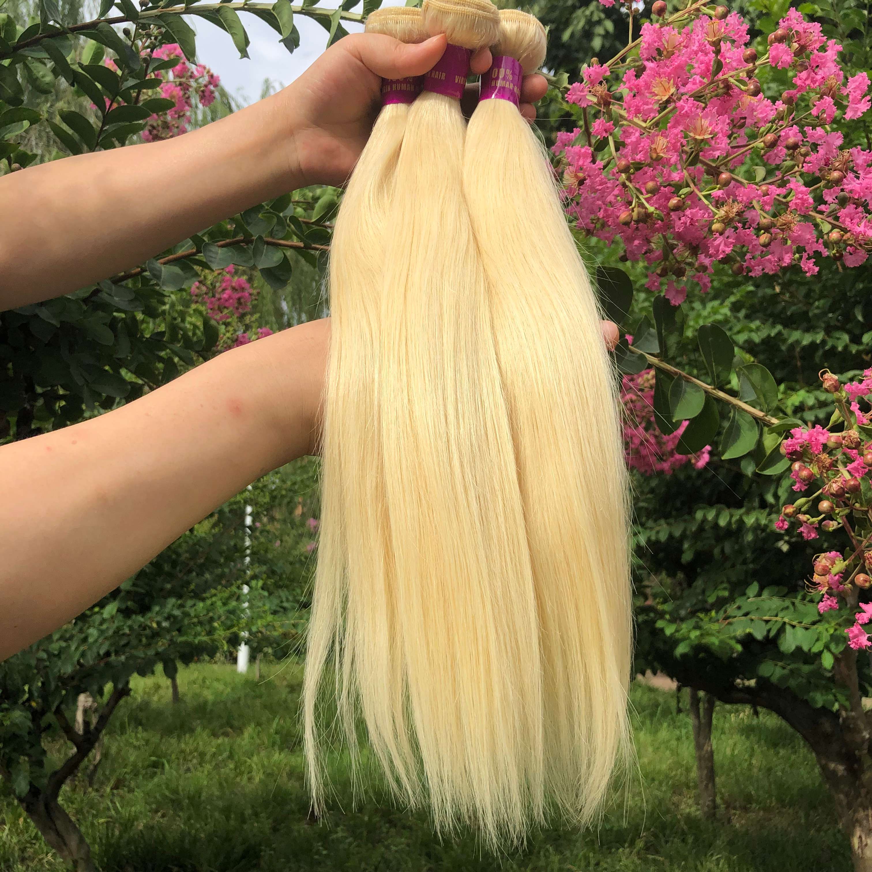 613 Blonde Virgin Human Hair Bundles With Closure, 613 hair color blonde Bundles With Frontal wholesale