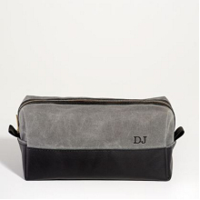 custom vintage waxed canvas leather toiletry bag