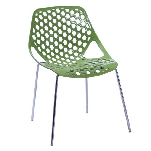 Chaises de salle à manger modernes en plastique avec dossier à motif