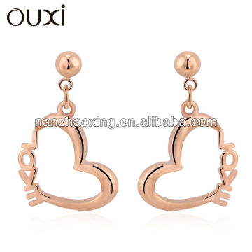 OUXI fashionable kingdom heart shaped dangle earrings
