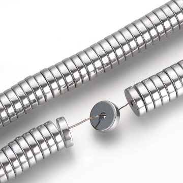 10 Strands Platinum Plated Hematite Bead Spacers in Non-Magnetic Synthetic Material