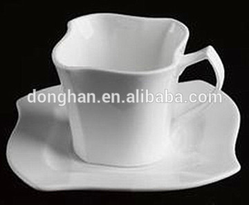 high quality creative white coffee mug with saucer with low price