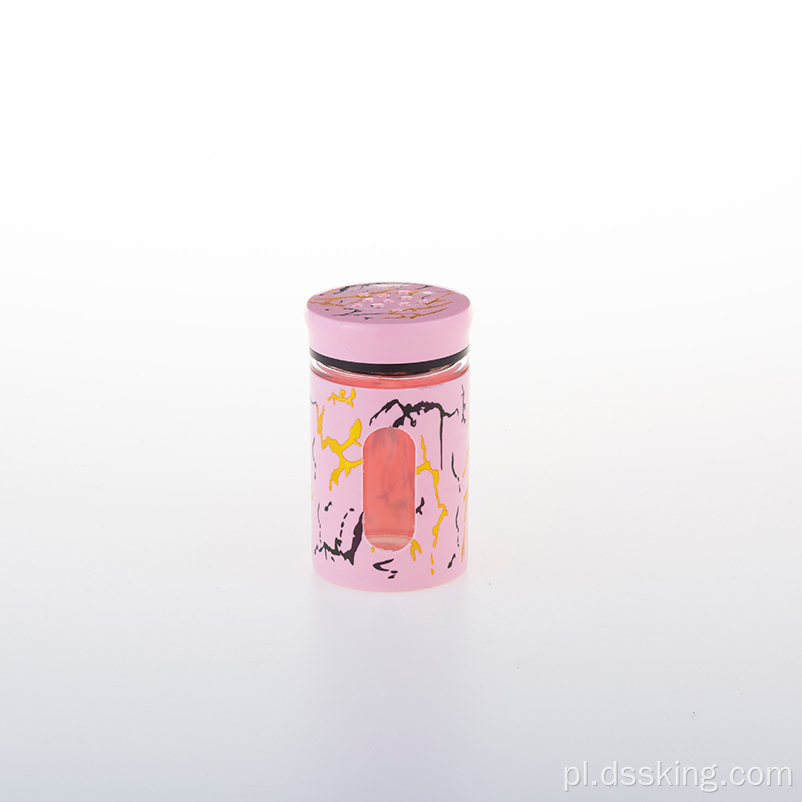 Różowa marmurowa szklana butelka przyprawowa do kuchni